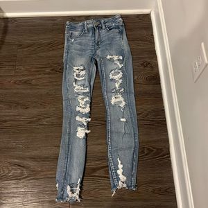 American eagle high rise ripped jeans